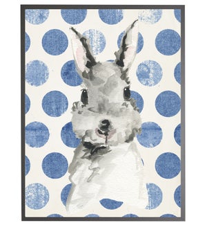 Watercolor baby Bunny on Navy polka dots